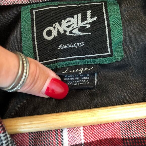 O’Neill Flannel Shirt Mens Western Cowboy Red Plaid Work Rodeo Y2K Thrashed - Picture 11 of 14